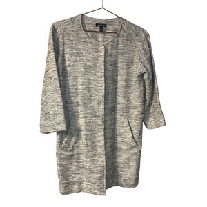 Eileen Fisher Women's Cotton Tunic Jacket Size XS Black White Marl Large Snaps